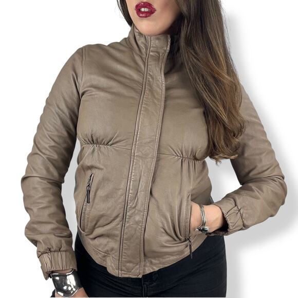 VINCE tan lamb leather jacket